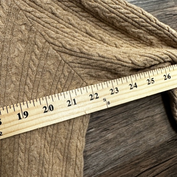 Dress Barn Tan V-Neck Sweater with Cable Knit Design - Picture 3 of 5